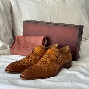 Mezlan SORIA Laser-Print Monk Strap Shoes - Size 10.5 (New)